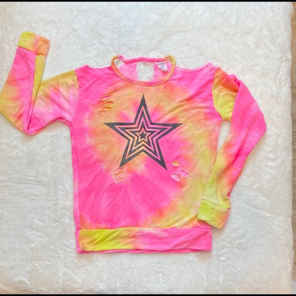 Flowers by Zoe distressed cold shouldr sweatshirt - Picture 2 of 7